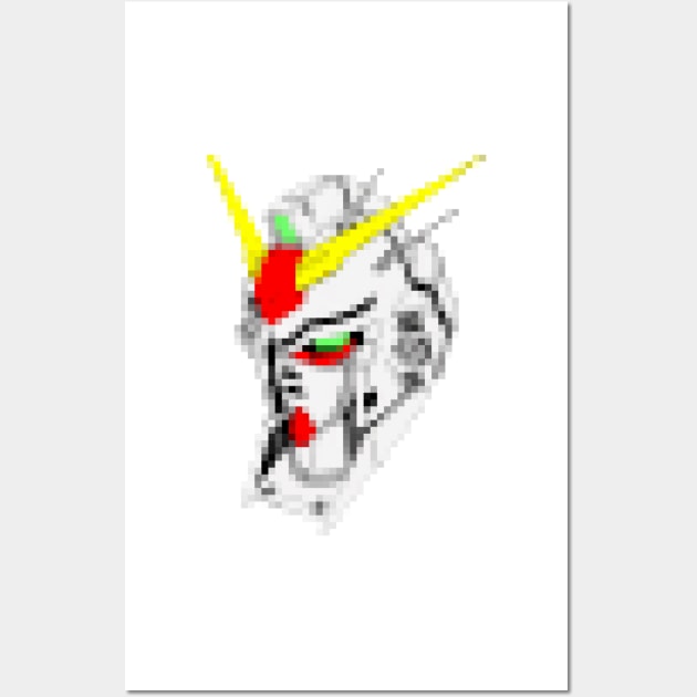 8bit White robot head Wall Art by AdiDsgn